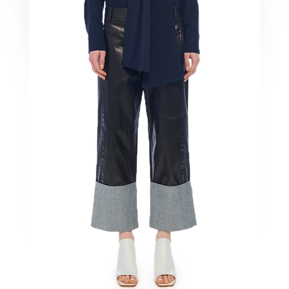 Tibi Coated Denim Nerd High Waisted Pants size 12